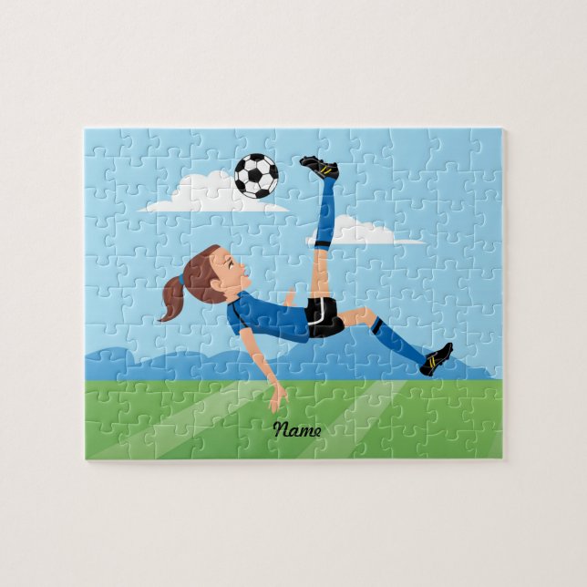 Girl's Soccer Player Puzzle with Tin (Horizontal)