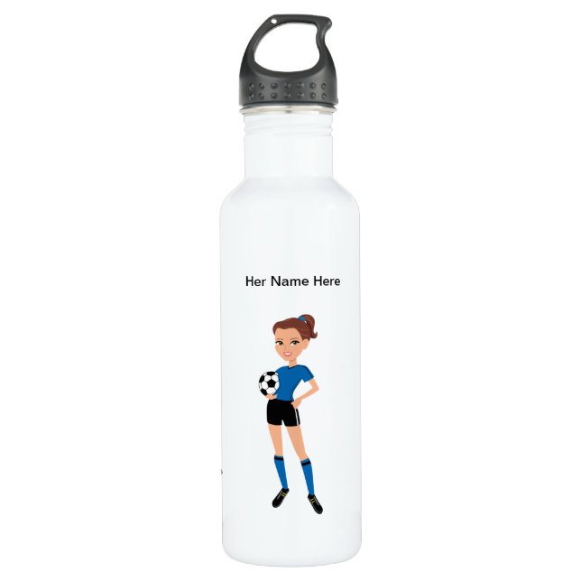 Girl's Soccer Rugged Illustrated Water Bottle (Front)