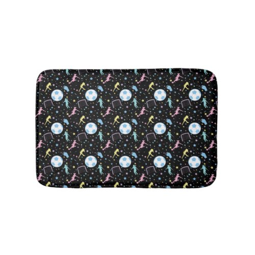 Girls Soccer Silhouettes Stars and Sparkles Bath Mat