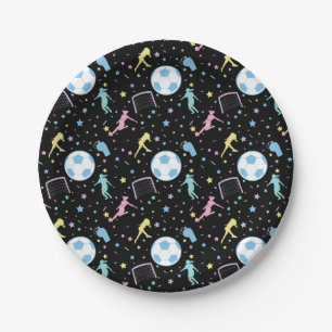 Girls Soccer Silhouettes Stars and Sparkles Paper Plates