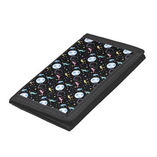 Girls Soccer Silhouettes Stars and Sparkles Trifold Wallet