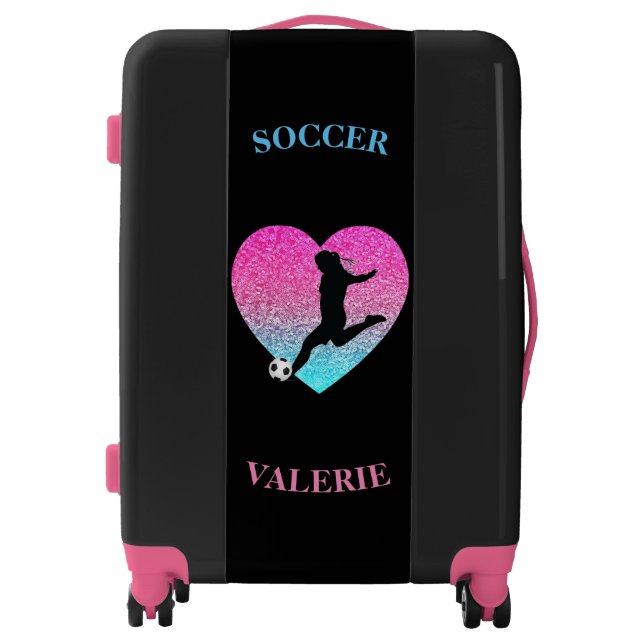 Girls Soccer - Soccer Ball Heart Luggage (Front)