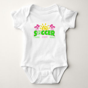 Girls Soccer Sunshine Palm Trees Baby Bodysuit