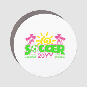 Girls Soccer Sunshine Palm Trees Car Magnet