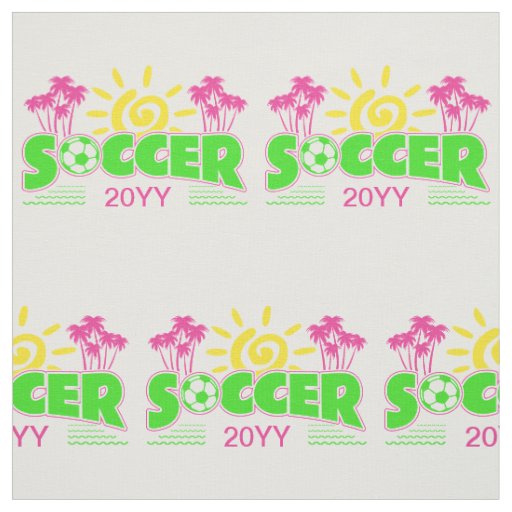 Girls Soccer Sunshine Palm Trees Fabric