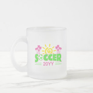 Girls Soccer Sunshine Palm Trees Frosted Glass Coffee Mug
