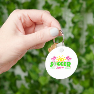 Girls Soccer Sunshine Palm Trees Keychain