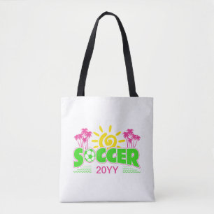 Girls Soccer Sunshine Palm Trees Tote Bag