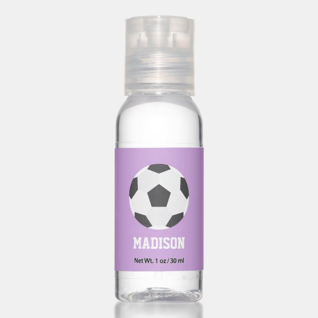 Girls Soccer Themed Personalized Hand Sanitizer (Front)