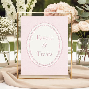 Girls Soft Pink Textured Favors & Treats Sign