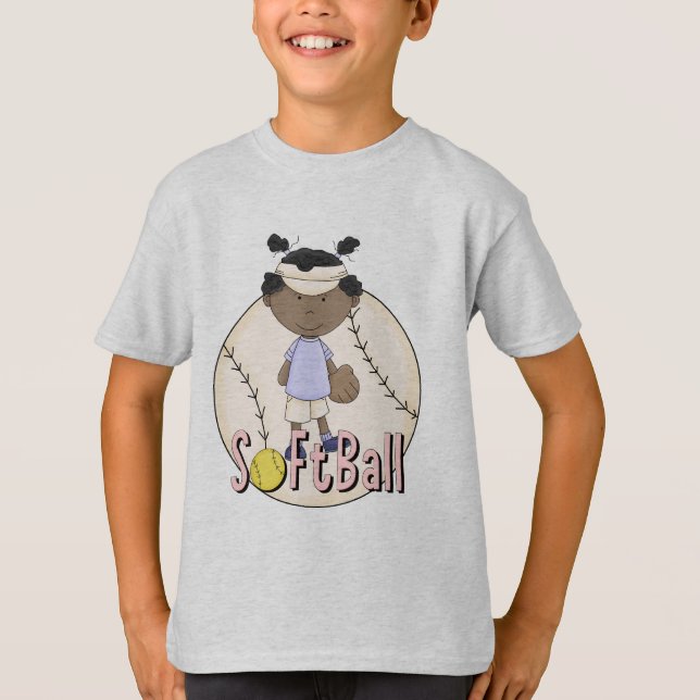 Girls Softball African American t-shirts and Gifts (Front)