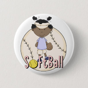 Girls Softball African American t-shirts and Gifts Button