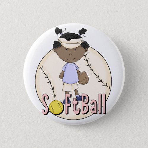 Girls Softball African American t_shirts and Gifts Button
