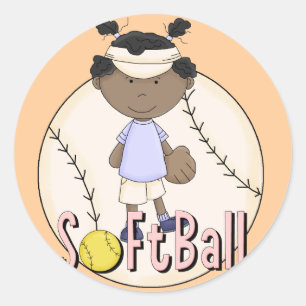 Girls Softball African American t-shirts and Gifts Classic Round Sticker