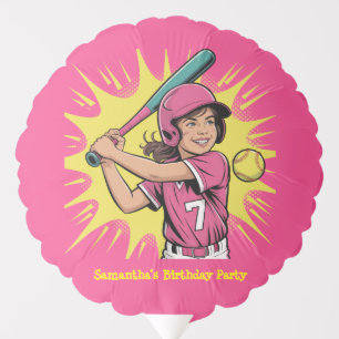 Girls Softball Birthday Party Balloon