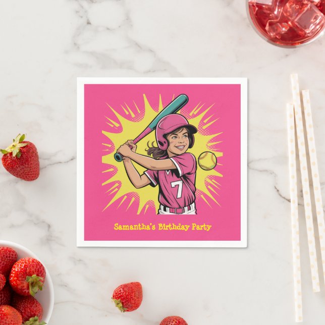 Girls Softball Birthday Party Napkins (Insitu)