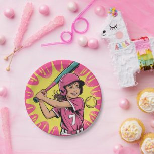 Girls Softball Birthday Party Paper Plates