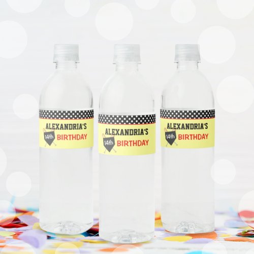 Girls Softball Birthday Party  Water Bottle Label