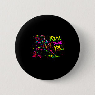 Girls softball catcher graphic bold color splatter button