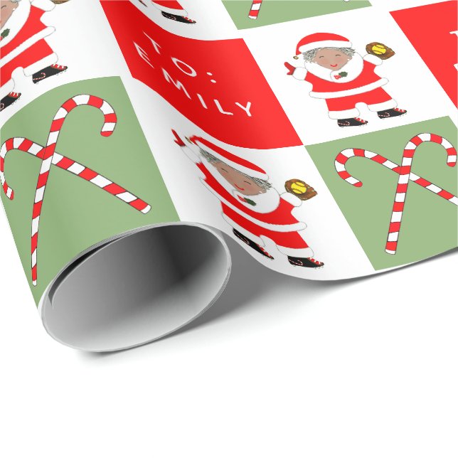 Girls Softball Christmas Gift Wrapping Paper (Roll Corner)