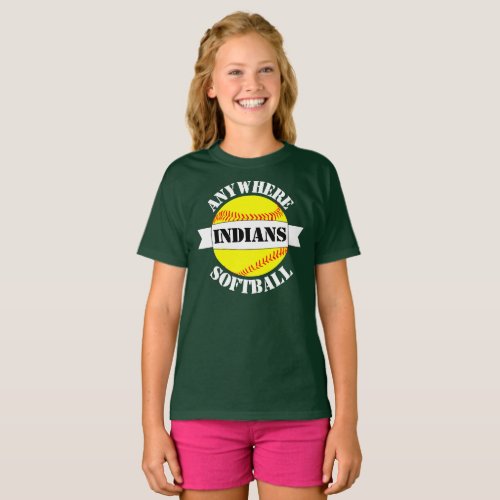 Girls Softball Custom School Name and Mascot Shirt