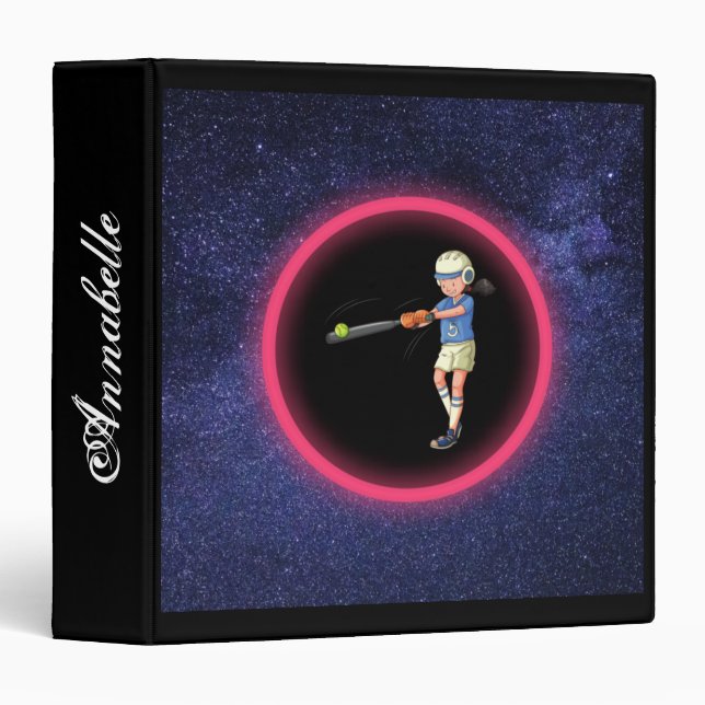 Girls Softball Galaxy 3 Ring Binder (Front/Spine)