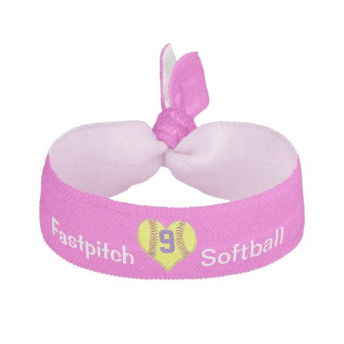 Girls Softball Hair Accessories with JERSEY NUMBER Ribbon Hair Tie