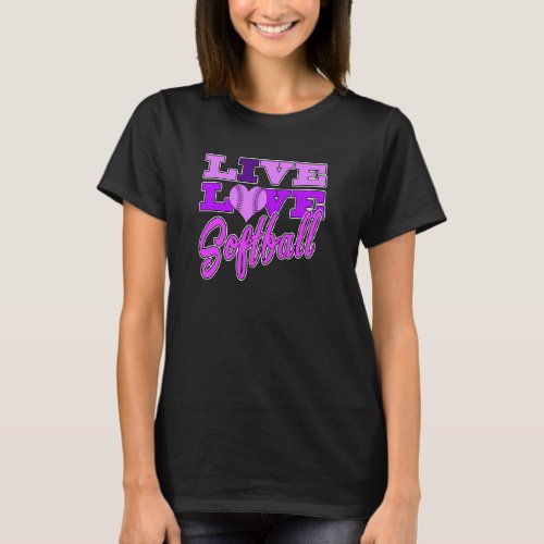 Girls Softball Live Love All Purple Great Teen Pra T_Shirt