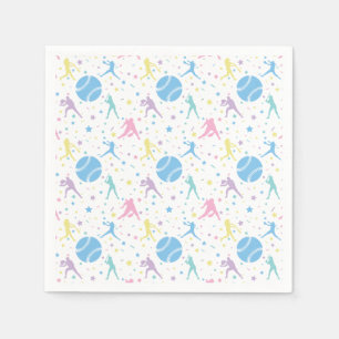 Girls Softball Player Stars Napkins