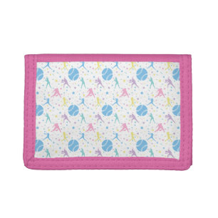 Girls Softball Player Stars Tri-fold Wallet