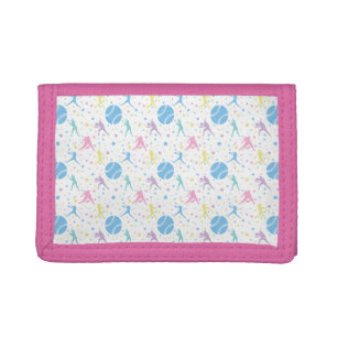 Girls Softball Player Stars Trifold Wallet