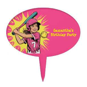 Girls Softball Softball Birthday Party Cake Topper