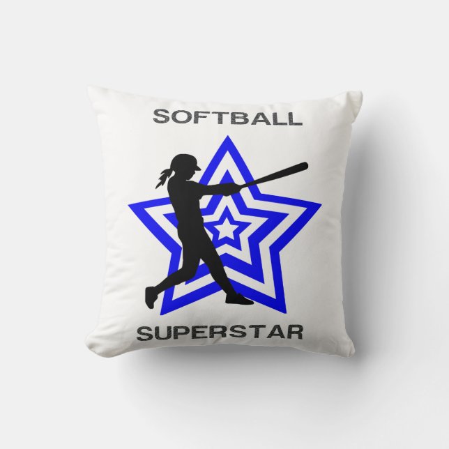 Girls Softball Superstar Custom  Throw Pillow (Front)