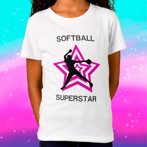 Girls Softball Superstar Pitcher T_Shirt