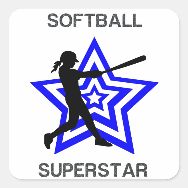 Girls Softball Superstar  Square Sticker (Front)