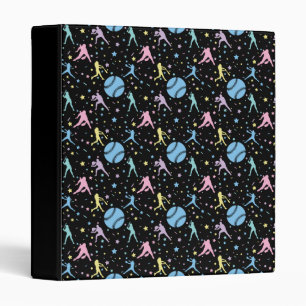 Girls Softball - Women Players with Stars 3 Ring Binder