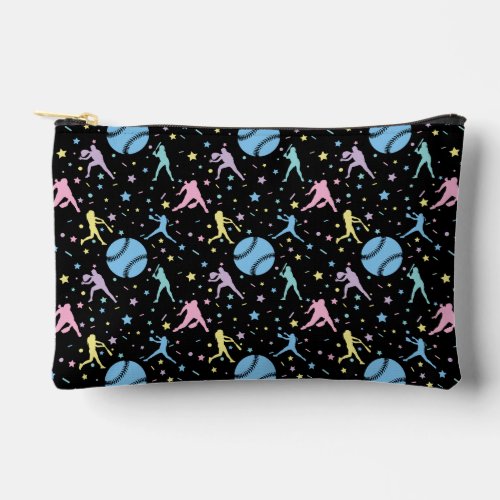 Girls Softball _ Women Players with Stars Accessory Pouch