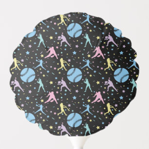 Girls Softball - Women Players with Stars Balloon