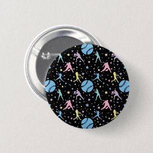 Girls Softball - Women Players with Stars Button