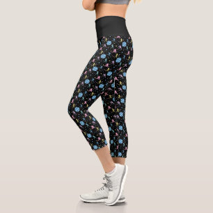 Girls Softball - Women Players with Stars Capri Leggings