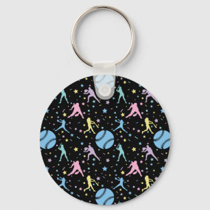 Girls Softball - Women Players with Stars Keychain