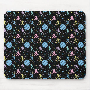 Girls Softball - Women Players with Stars Mouse Pad