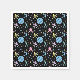 Girls Softball - Women Players with Stars Napkins