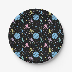 Girls Softball - Women Players with Stars Paper Plates