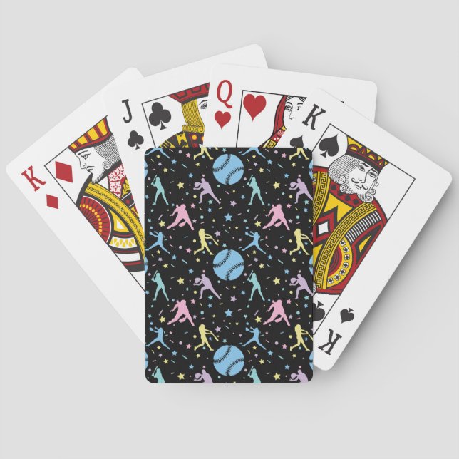 Girls Softball - Women Players with Stars Poker Cards (Back)