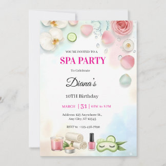 Girls Spa Birthday Party Invitation | Pamper Party