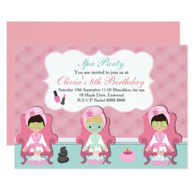 Girls Spa Invitation Pamper Party Invite