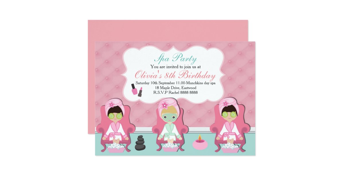 Girls Spa Invitation Pamper Party Invite Zazzle Com