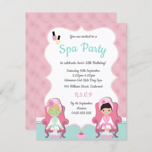 Girls Spa Invite Pamper party Make up invitation
