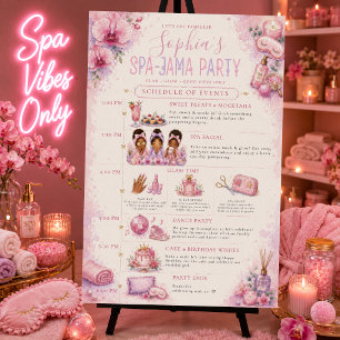 Girls Spa-Jama Pink Purple Birthday Schedule Sign
